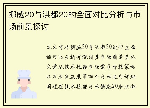 挪威20与洪都20的全面对比分析与市场前景探讨