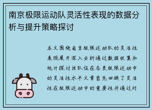 南京极限运动队灵活性表现的数据分析与提升策略探讨